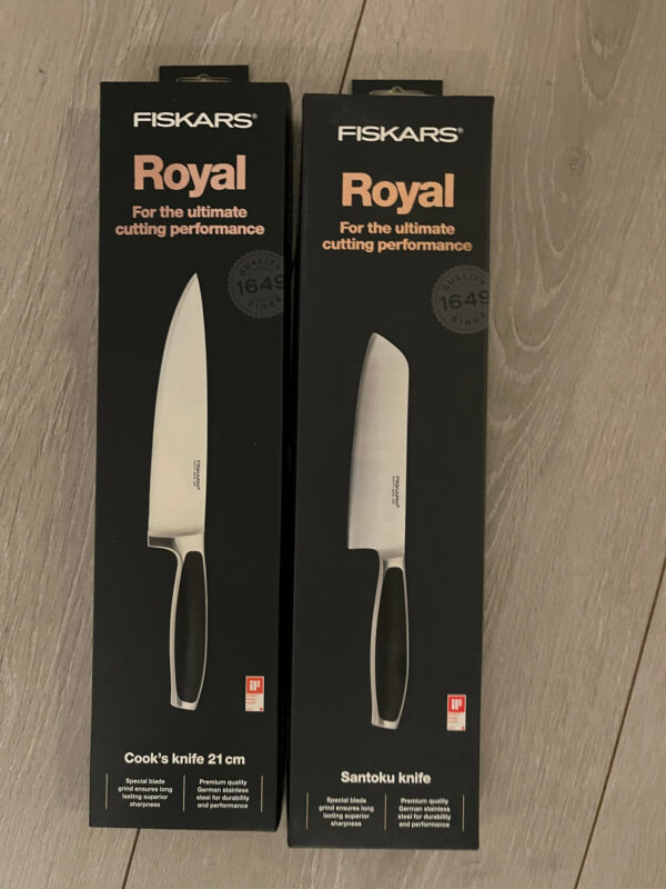 Fiskars Royal kokkekniv og Santokukniv